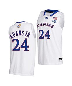 KJ Adams Jr Jersey #24 Kansas Jayhawks College Basketball Jerseys White 2022