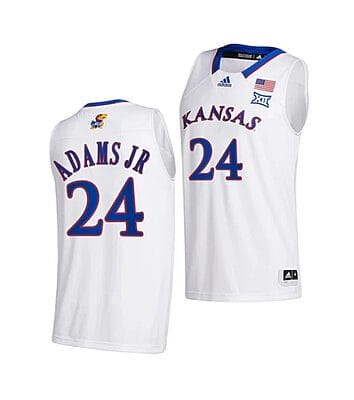 KJ Adams Jr Jersey #24 Kansas Jayhawks College Basketball Jerseys White 2022
