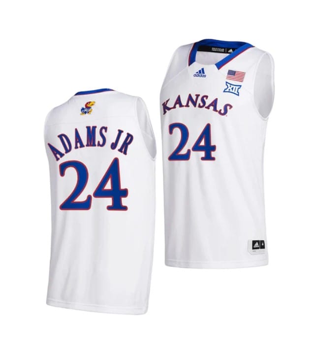 KJ Adams Jr Jersey #24 Kansas Jayhawks College Basketball Jerseys White 2022