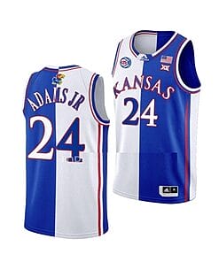 KJ Adams Jr Jersey #24 Kansas Jayhawks College Basketball Jerseys White Royal Split