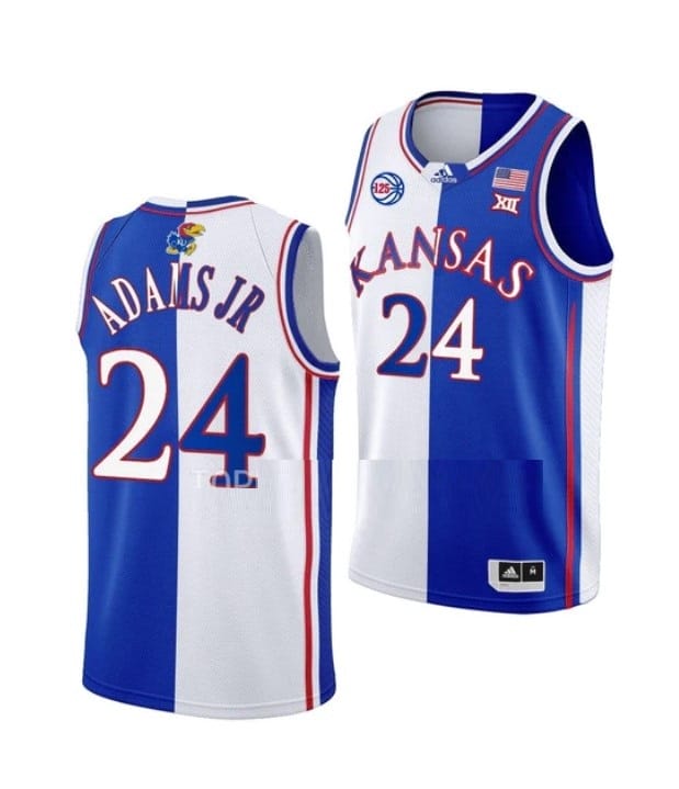 KJ Adams Jr Jersey #24 Kansas Jayhawks College Basketball Jerseys White Royal Split