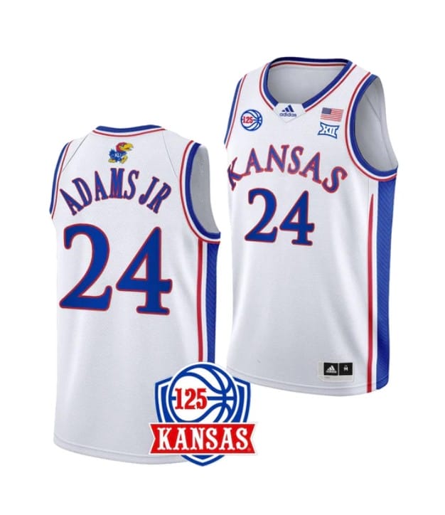 KJ Adams Jr Jersey #24 Kansas Jayhawks College Basketball Jerseys White