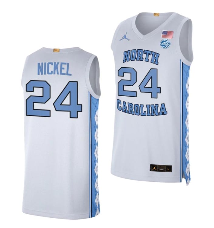 Tyler Nickel Jersey #24 North Carolina Tar Heels College Basketball Jerseys White