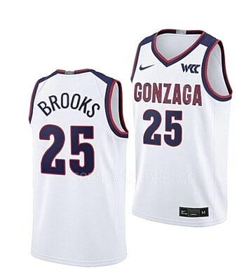Colby Brooks Jersey #25 Gonzaga Bulldogs College Basketball Jerseys White