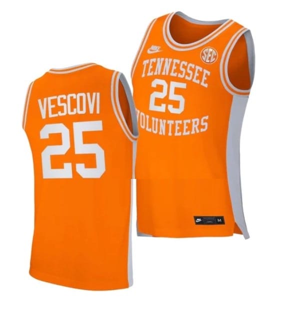 Santiago Vescovi Jersey #25 Tennessee Volunteers College Basketball Orange Retro