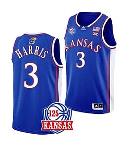 Men's #3 Dajuan Harris Jr Jersey Kansas Jayhawks College Basketball Jerseys Blue