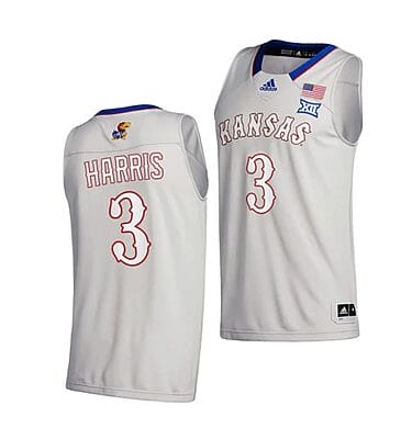 Dajuan Harris Jr Jersey #3 Kansas Jayhawks College Basketball Jerseys Gray 2021