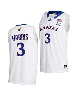 Men's #3 Dajuan Harris Jr Jersey Kansas Jayhawks College Basketball Jerseys White 2021