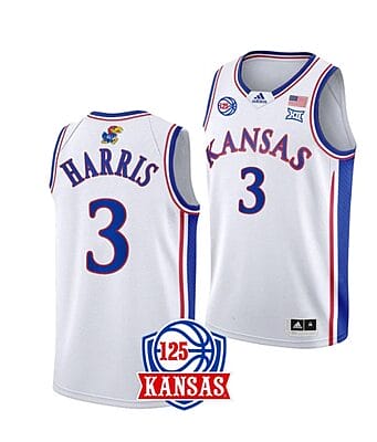 Men's #3 Dajuan Harris Jr Jersey Kansas Jayhawks College Basketball Jerseys White