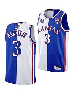 Dajuan Harris Jr Jersey #3 Kansas Jayhawks College Basketball Jerseys White Royal Split