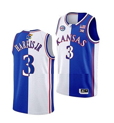 Dajuan Harris Jr Jersey #3 Kansas Jayhawks College Basketball Jerseys White Royal Split