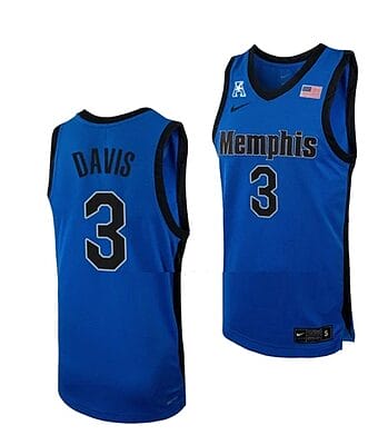 Men's #3 Kendric Davis Jersey Memphis Tigers College Basketball Jerseys Blue