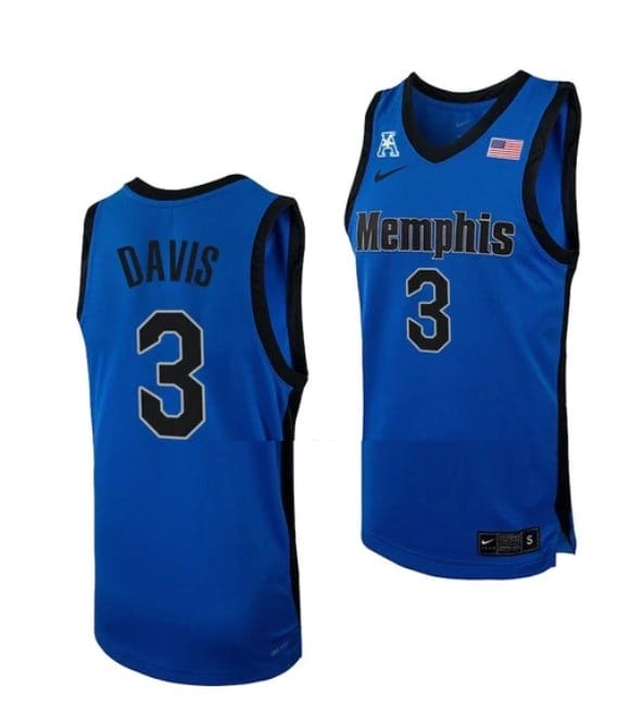 Men's #3 Kendric Davis Jersey Memphis Tigers College Basketball Jerseys Blue