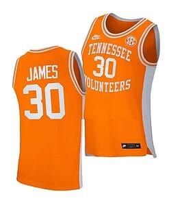 Josiah James Jersey #30 Tennessee Volunteers College Basketball Orange Retro