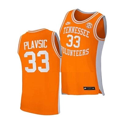 Uros Plavsic Jersey #33 Tennessee Volunteers College Basketball Orange Retro