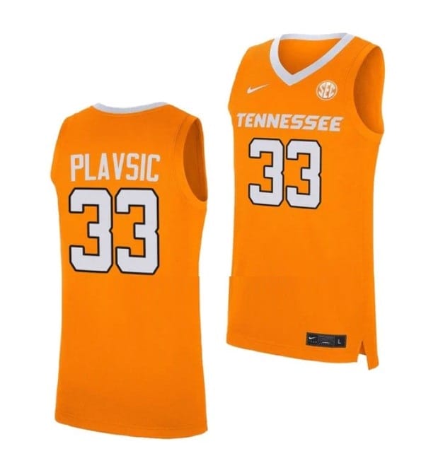 Uros Plavsic Jersey #33 Tennessee Volunteers College Basketball Orange