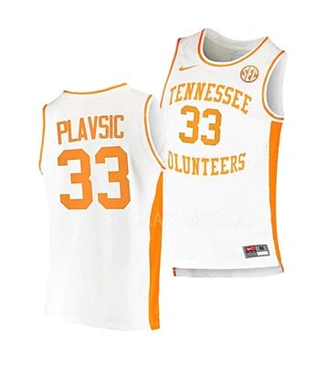 Uros Plavsic Jersey #33 Tennessee Volunteers College Basketball White