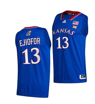 Zuby Ejiofor Jersey #35 Kansas Jayhawks College Basketball Jerseys Blue 2022