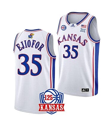 Zuby Ejiofor Jersey #35 Kansas Jayhawks College Basketball Jerseys White