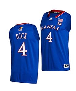 Gradey Dick Jersey #4 Kansas Jayhawks College Basketball Jerseys Blue 2022