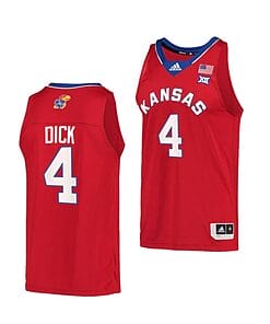 Men's #4 Gradey Dick Jersey Kansas Jayhawks College Basketball Jerseys Red Retro