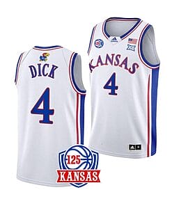 Men's #4 Gradey Dick Jersey Kansas Jayhawks College Basketball Jerseys White