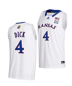 Gradey Dick Jersey #4 Kansas Jayhawks College Basketball Jerseys White 2022
