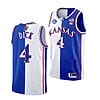 Men's #4 Gradey Dick Jersey Kansas Jayhawks College Basketball Jerseys White Royal Split