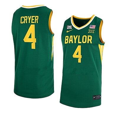 Lj Cryer Anthracite Jersey #4 Baylor Bears College Basketball Green