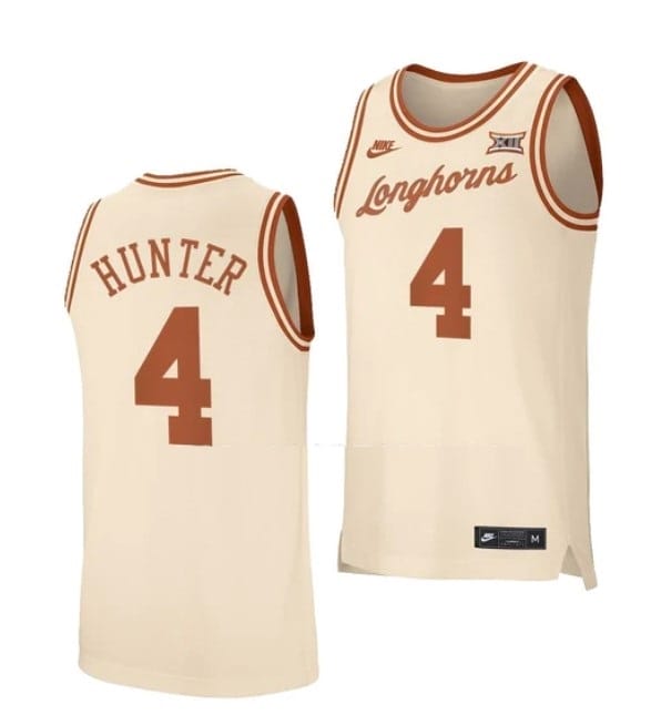 Tyrese Hunter Jersey #4 Texas Longhorns College Basketball Cream