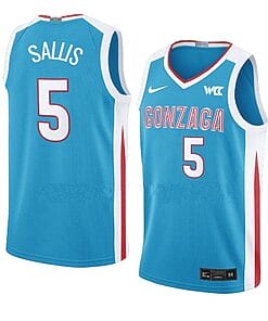 Hunter Sallis Jersey #5 Gonzaga Bulldogs College Basketball Jerseys Blue