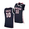 Hunter Sallis Jersey #10 Gonzaga Bulldogs College Basketball Jerseys Navy