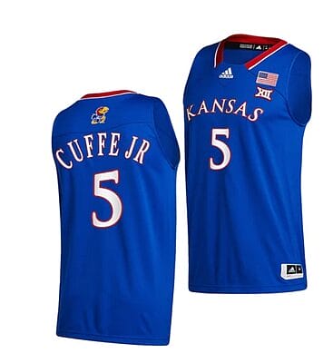Kyle Cuffe Jr Jersey #5 Kansas Jayhawks College Basketball Jerseys Blue 2022