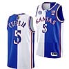 Men's #5 Kyle Cuffe Jr Jersey Kansas Jayhawks College Basketball Jerseys Blue White Split