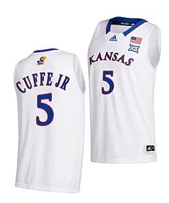 Kyle Cuffe Jr Jersey #5 Kansas Jayhawks College Basketball Jerseys White 2022