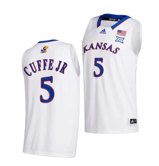 Kyle Cuffe Jr Jersey #5 Kansas Jayhawks College Basketball Jerseys White 2022