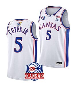 Kyle Cuffe Jr Jersey #5 Kansas Jayhawks College Basketball Jerseys White