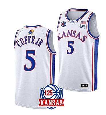 Kyle Cuffe Jr Jersey #5 Kansas Jayhawks College Basketball Jerseys White