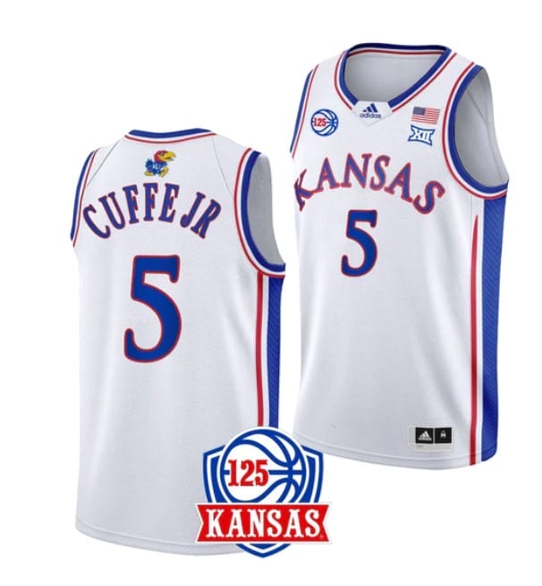 Kyle Cuffe Jr Jersey #5 Kansas Jayhawks College Basketball Jerseys White