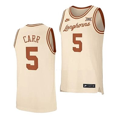 Marcus Carr Jersey #5 Texas Longhorns College Basketball Cream