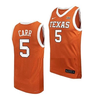 Marcus Carr Jersey #5 Texas Longhorns College Basketball Orange