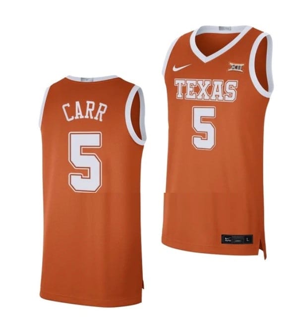 Marcus Carr Jersey #5 Texas Longhorns College Basketball Orange Limited