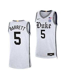 Men's #5 RJ Barrett Jersey Duke Blue Devils College Basketball Jerseys White Cameron