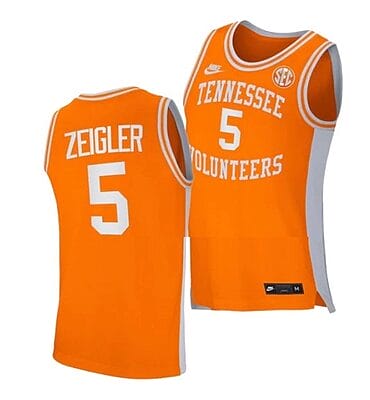 Zakai Zeigler Jersey #5 Tennessee Volunteers College Basketball Orange Retro