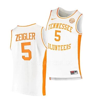 Zakai Zeigler Jersey #5 Tennessee Volunteers College Basketball White