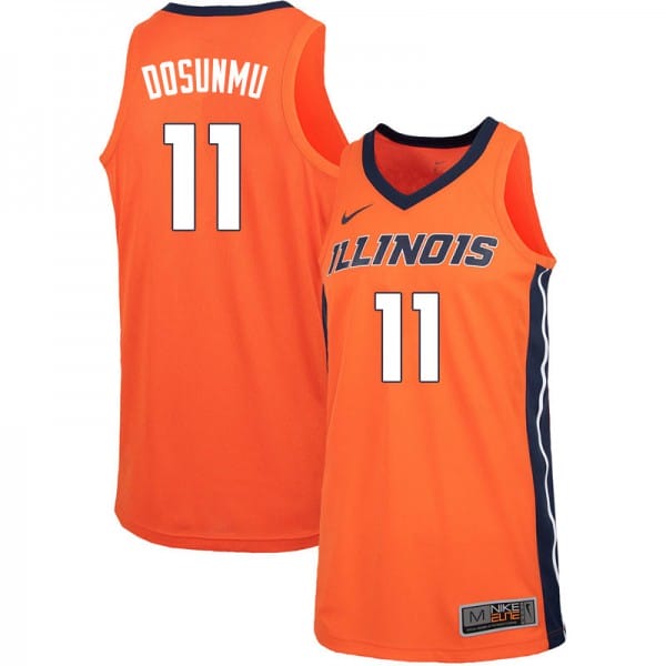 Men's Fighting Illini #11 Ayo Dosunmu Jersey Orange University College Basketball Jerseys