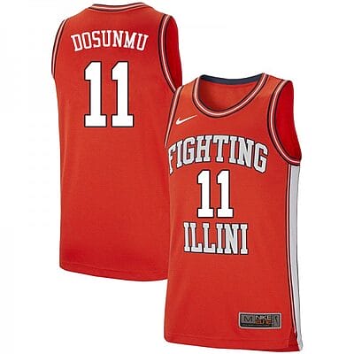 Men's Fighting Illini #11 Ayo Dosunmu Jersey Retro Orange Stitched College Basketball Jerseys
