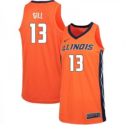 Mens Illinois Fighting Illini Kendall Gill Jersey #13 Stitch Orange College Basketball Jerseys