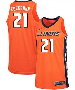 Mens Illinois Fighting Illini Kofi Cockburn Jersey #21 Orange NCAA Basketball Jerseys