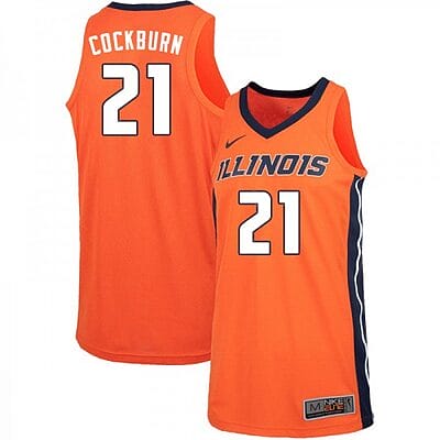 Mens Illinois Fighting Illini Kofi Cockburn Jersey #21 Orange NCAA Basketball Jerseys